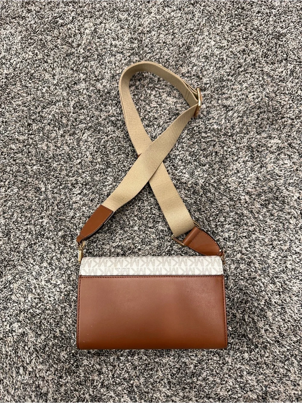 Michael Kors Cream & Brown Signature Canvas Crossbody